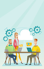 Image showing People working in office vector illustration.