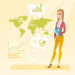 Image showing Business woman working in global business.