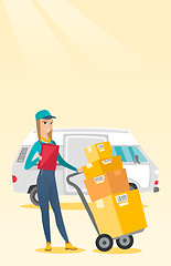 Image showing Delivery courier with cardboard boxes.