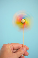 Image showing Toy Multi-colored windmill 