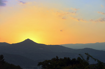 Image showing Nice sunset over mountains