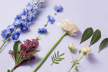 Image showing Tools and accessories florists need for making up a bouquet