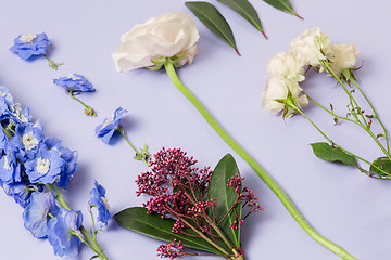 Image showing Tools and accessories florists need for making up a bouquet