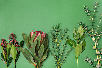 Image showing Tools and accessories florists need for making up a bouquet