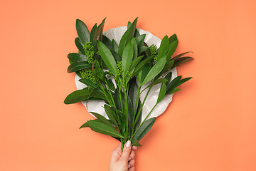 Image showing Tools and accessories florists need for making up a bouquet