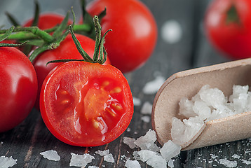 Image showing Cherry tomatoes and salt