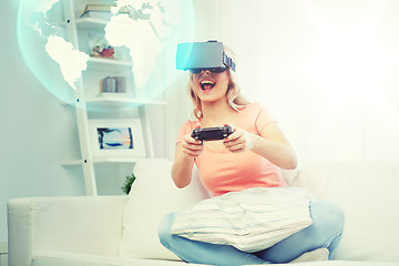 Image showing woman in virtual reality headset with controller