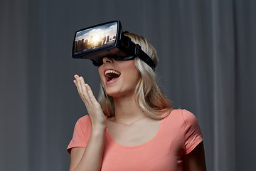 Image showing woman in virtual reality headset or 3d glasses