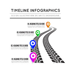 Image showing Road way design infographics. Tire tracks timeline