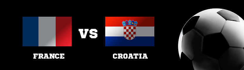 Image showing Flags of France and Croatia against the backdrop of grass football stadium. Vector