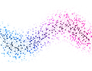 Image showing The dots are connected by lines in the form of a wave. Abstract vector illustration on the topic of large data, chemistry, social networks