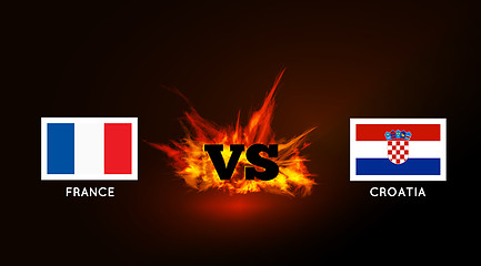 Image showing Flags of France and Croatia against the VS symbol and fire. Vector