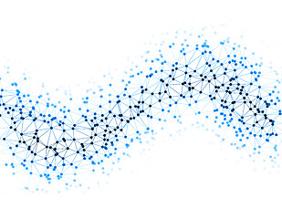 Image showing The dots are connected by lines in the form of a wave. Abstract vector illustration on the topic of large data, chemistry, social networks