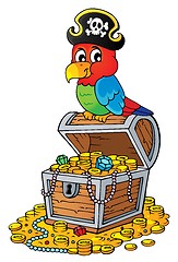 Image showing Pirate parrot on treasure chest topic 2