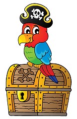 Image showing Pirate parrot on treasure chest topic 1