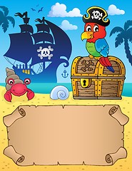Image showing Small parchment with pirate parrot