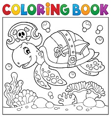 Image showing Coloring book pirate turtle theme 2