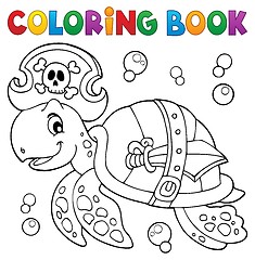 Image showing Coloring book pirate turtle theme 1