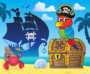 Image showing Pirate parrot on treasure chest topic 3