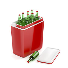 Image showing Cooling box with beer bottles