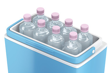 Image showing Cooling box with water bottles