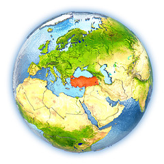 Image showing Turkey on isolated globe