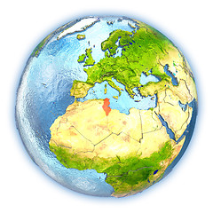 Image showing Tunisia on isolated globe