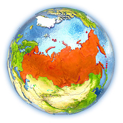 Image showing Russia on isolated globe