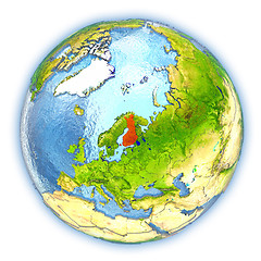 Image showing Finland on isolated globe