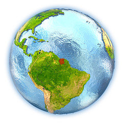 Image showing Suriname on isolated globe