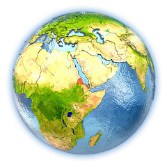 Image showing Eritrea on isolated globe