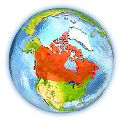 Image showing Canada on isolated globe