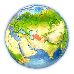 Image showing Turkmenistan on isolated globe