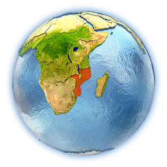 Image showing Mozambique on isolated globe