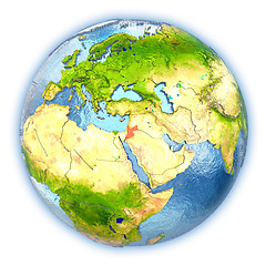 Image showing Jordan on isolated globe