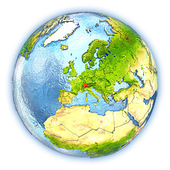 Image showing Switzerland on isolated globe