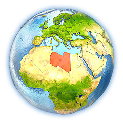 Image showing Libya on isolated globe