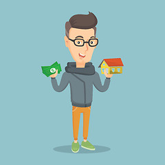 Image showing Caucasian man buying house thanks to loan.