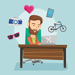 Image showing Man shopping online vector illustration.