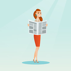 Image showing Woman reading a newspaper vector illustration.