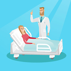 Image showing Doctor visiting a patient vector illustration.