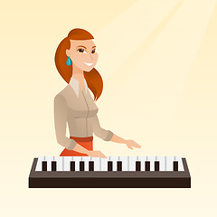 Image showing Woman playing the piano vector illustration.