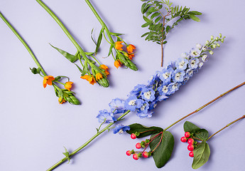 Image showing Tools and accessories florists need for making up a bouquet