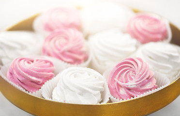 Image showing close up of zephyr or marshmallow on cake stand