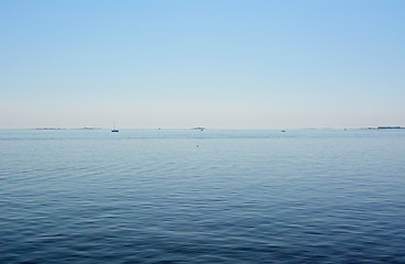 Image showing Calm blue waters and clear sky above in the Finnish gulf