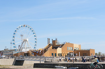 Image showing Finnair Skywheel and Allas Sea Pool in downtown Helsinki