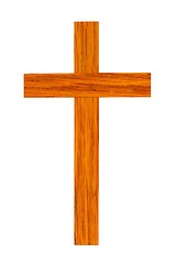 Image showing Wooden cross on white