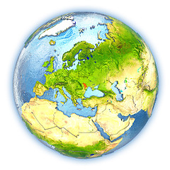 Image showing Moldova on isolated globe