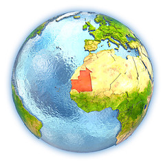 Image showing Mauritania on isolated globe