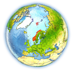 Image showing Norway on isolated globe